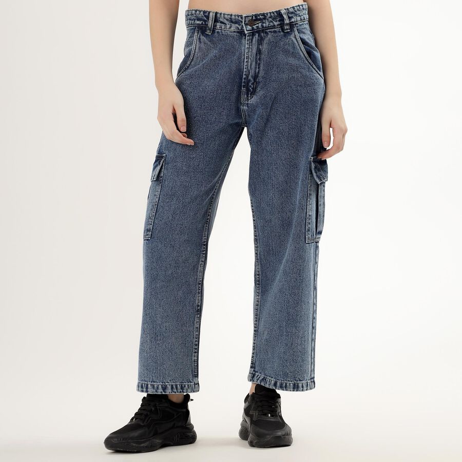 Ladies' High Rise Jeans, Mid Blue, large image number null