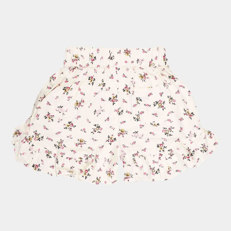 Girls Printed Shorts, Off White, large image number null