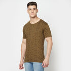 Cotton Printed Round Neck T-Shirt, Olive, small image number null