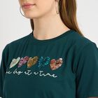 Ladies' Round Neck T-Shirt , गहरा हरा, small