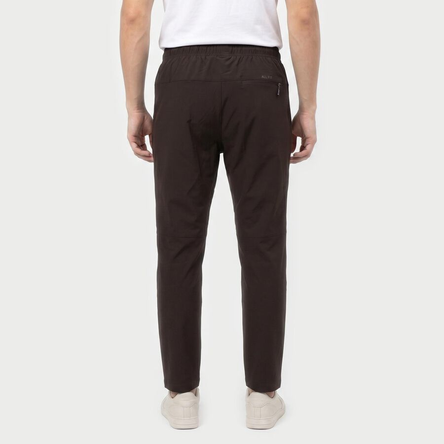 Men's Brown Straight Fit Zip Pocket Track Pants, Brown, large