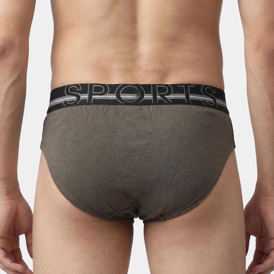 Men's Olive Regular Fit Cotton Ribbed Briefs, ओलिव, large