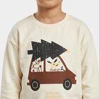 Boys Off White Round Neck Pullover Sweatshirt, ऑफ व्हाइट, small
