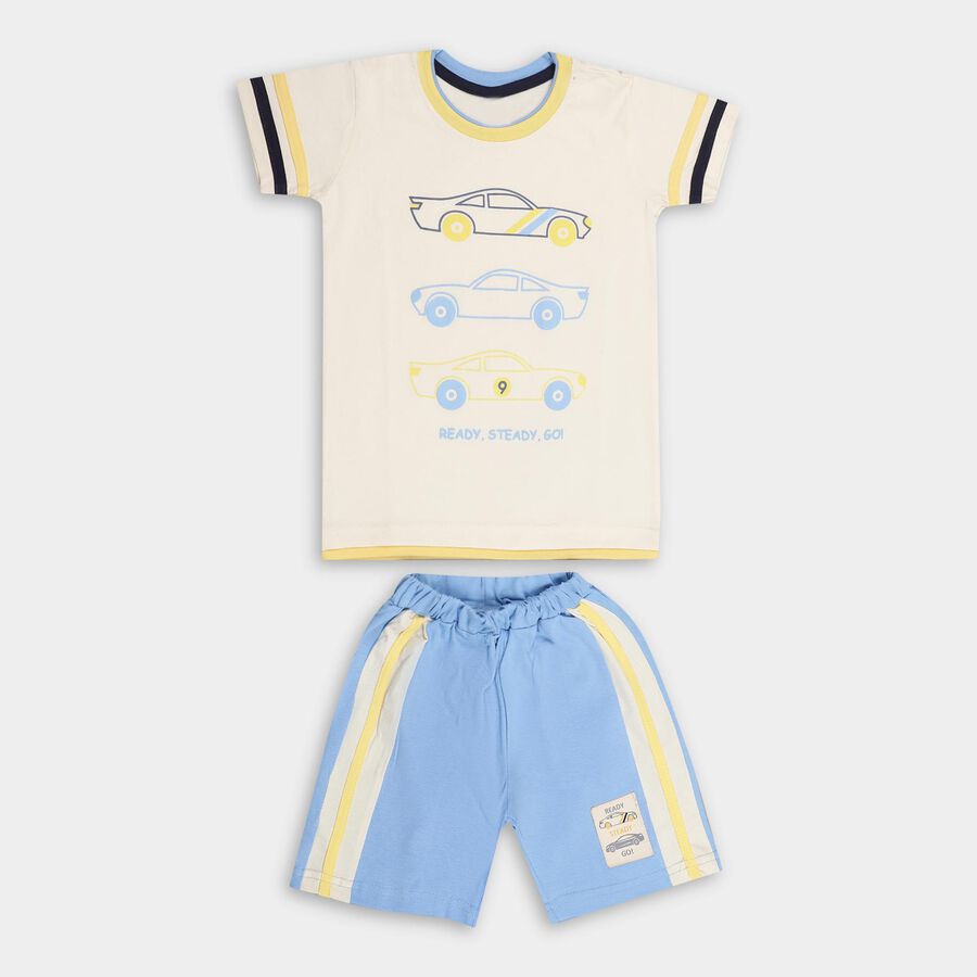 Boys' 100% Cotton Knit Baba Suit , Off White, large image number null