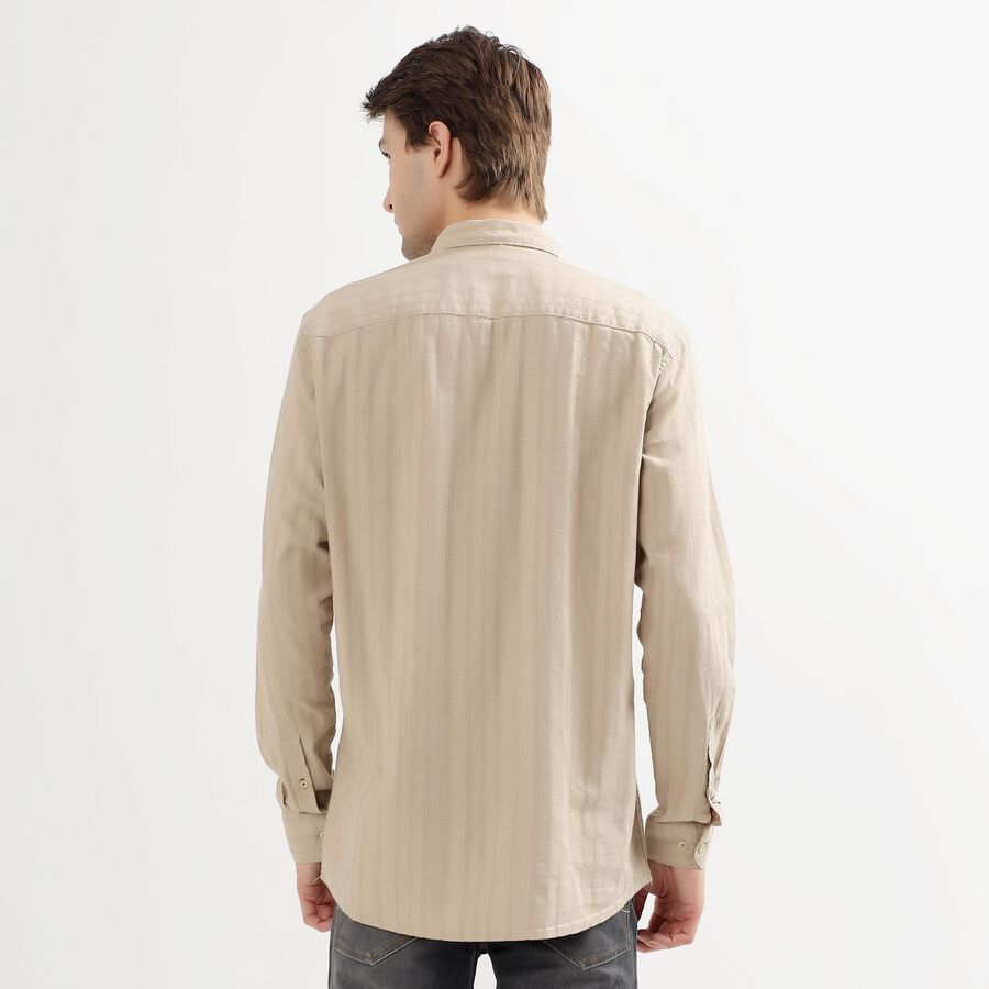 Men's Light Beige Cotton Classic Casual Shirt, गहरा पीला, large image number null