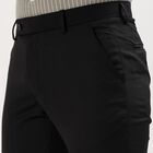 Men's Dark Charcoal Black Slim Fit Flat-Front Formal Trousers, Black, small