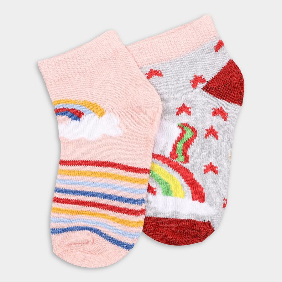 Girls' Socks (Pack of 2), हल्का गुलाबी, large