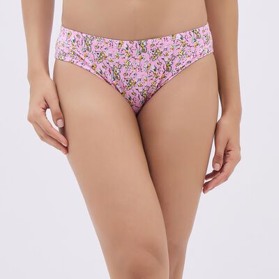 Women's Bright Pink Regular Fit Floral Panty