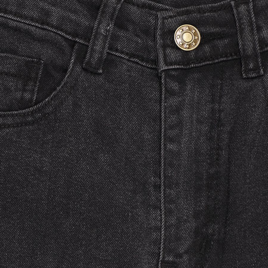 Girls' Buttoned Jeans, Black, large image number null