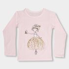 Girls' Light Pink Cotton Round Neck Casual Top, हल्का गुलाबी, small image number null