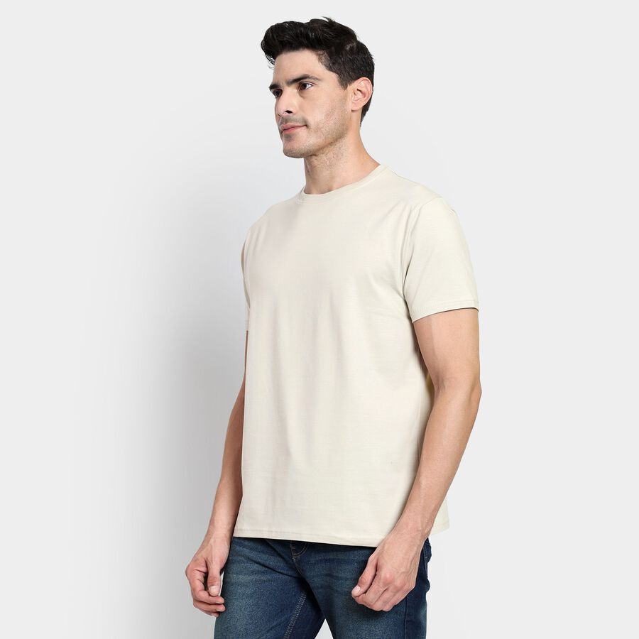 Men's Round Neck Half Sleeves T-Shirt, Off White, large image number null
