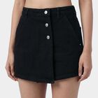 Women's Black Regular Fit High-Rise Denim Shorts, काला, small