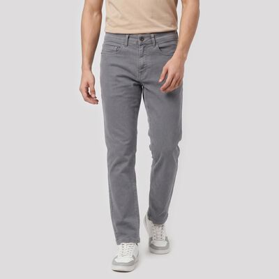Men's Grey Slim Fit Solid Jeans