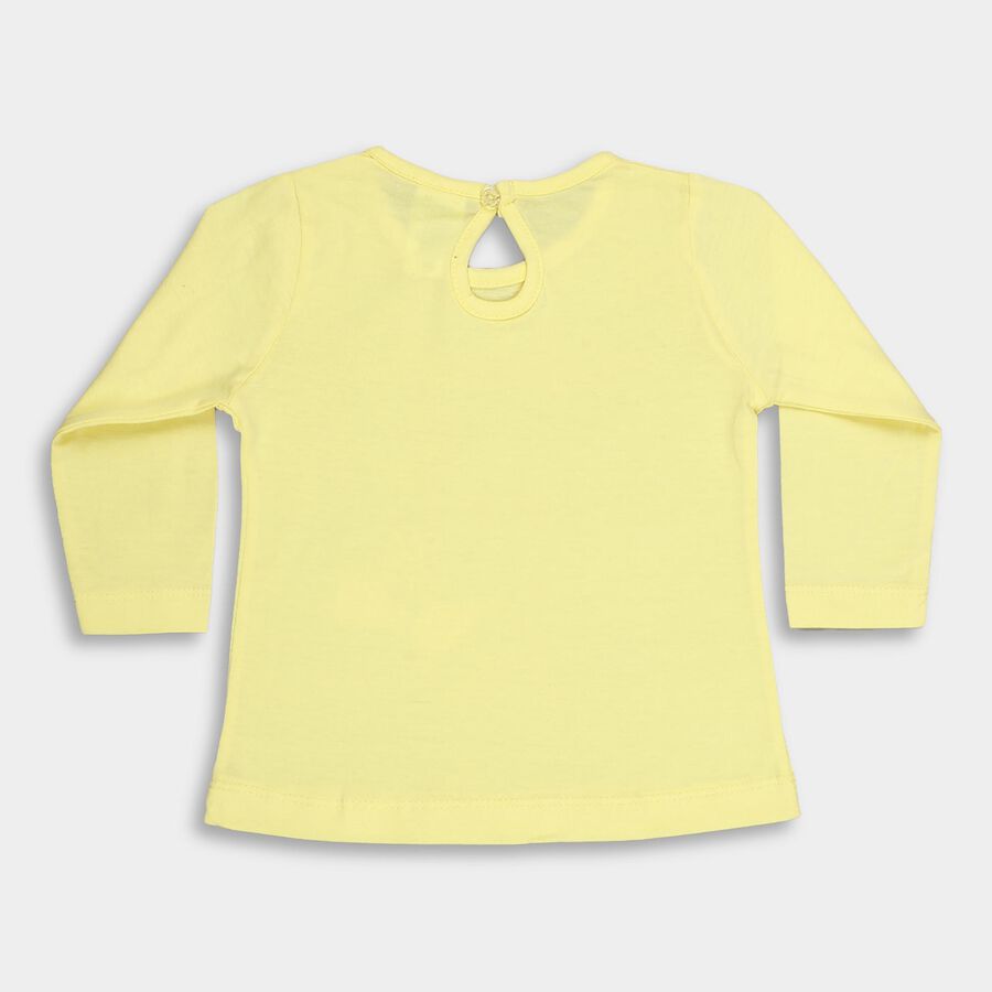 Infants Bright Yellow Cotton Round Neck Casual T-Shirt, Yellow, large image number null