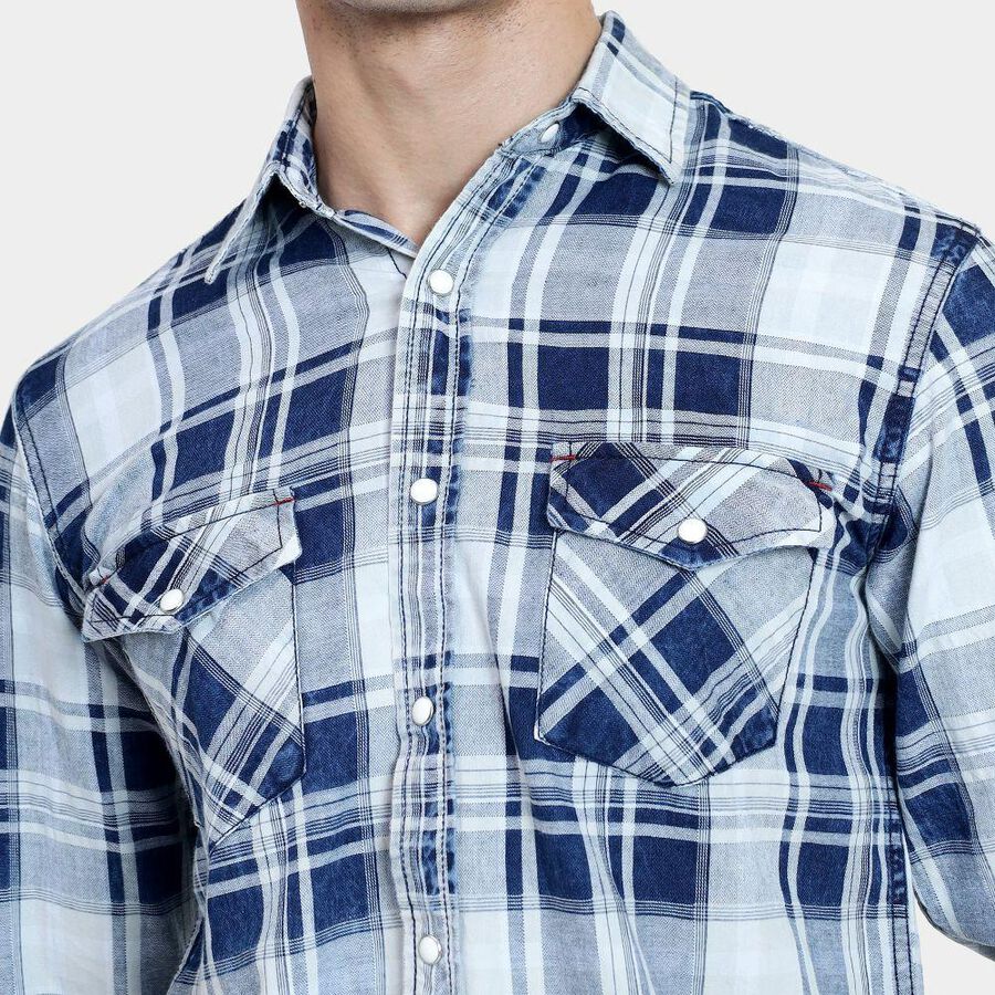 Men's 100% Cotton Casual Shirt , Light Blue, large image number null