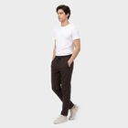 Men's Brown Straight Fit Zip Pocket Track Pants, Brown, small