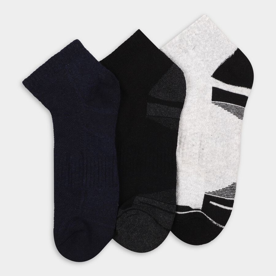Men's Socks (Pack of 3), मिश्रित हल्का ग्रे, large