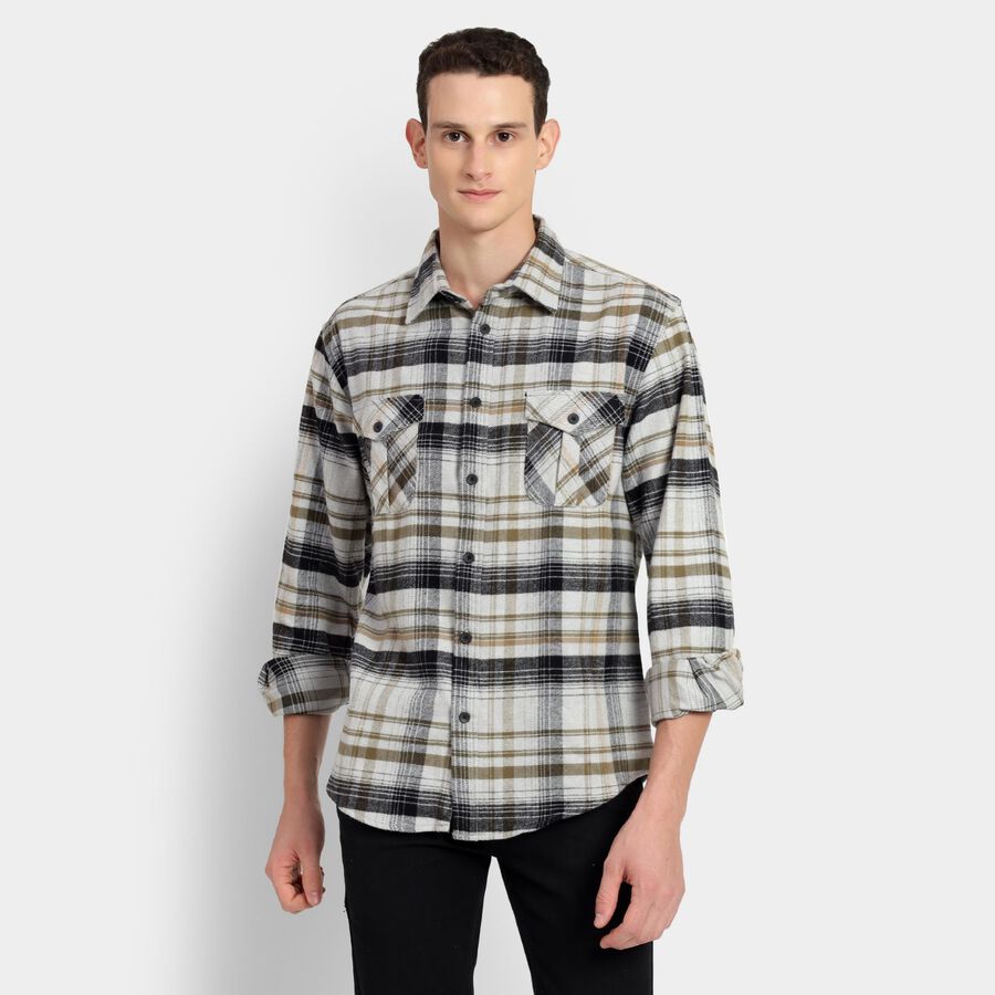Men's 100% Cotton Casual Shirt, Dark Grey, large image number null