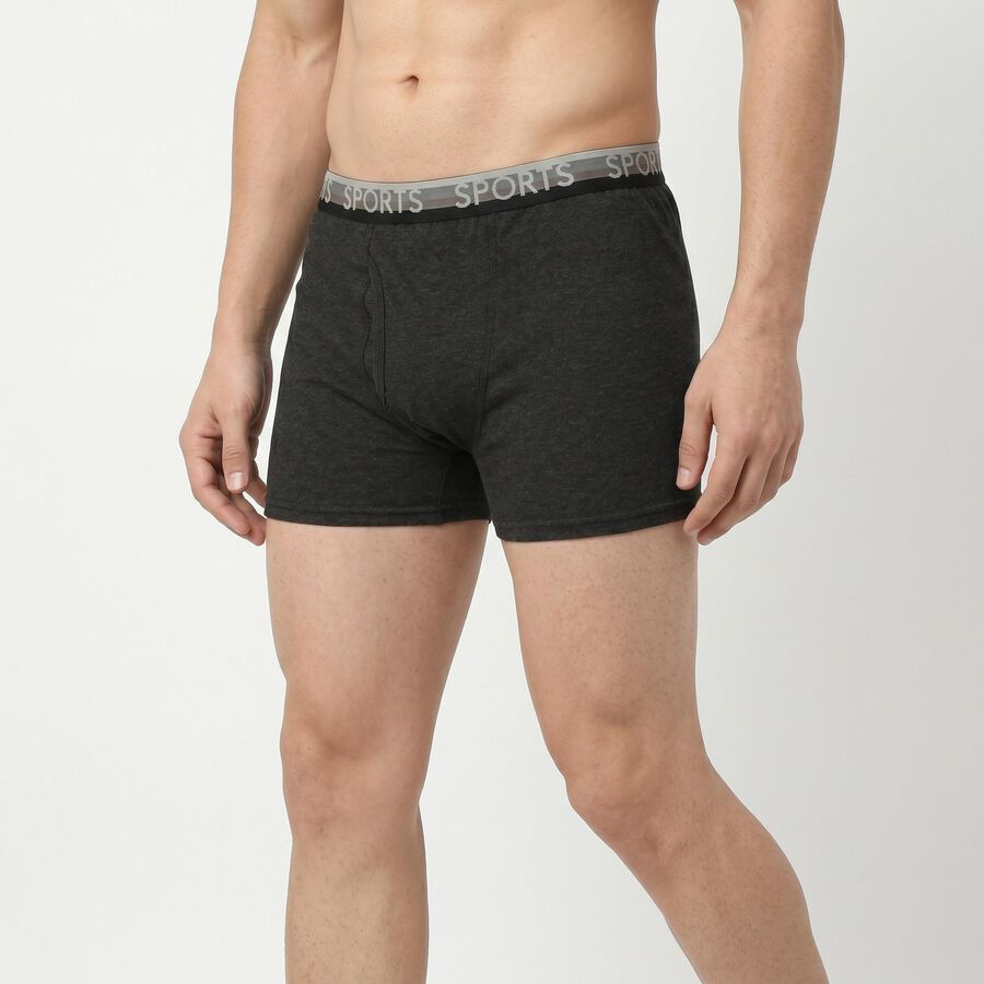 Men's Charcoal Regular Fit Sports Waistband Trunks, Charcoal, large