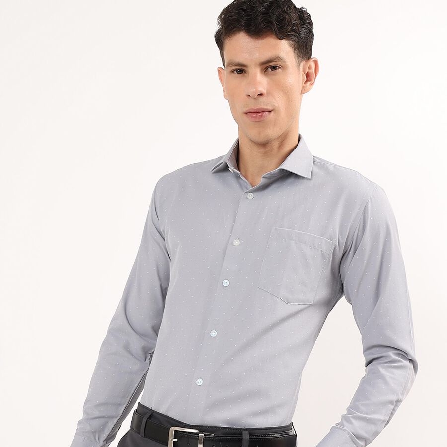 Men's Dark Grey Cut Away Collar Slim Fit Formal Shirt, Dark Grey, large image number null