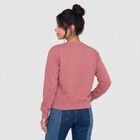 Women Pink Crew Neck Pullover Sweatshirt, Pink, small