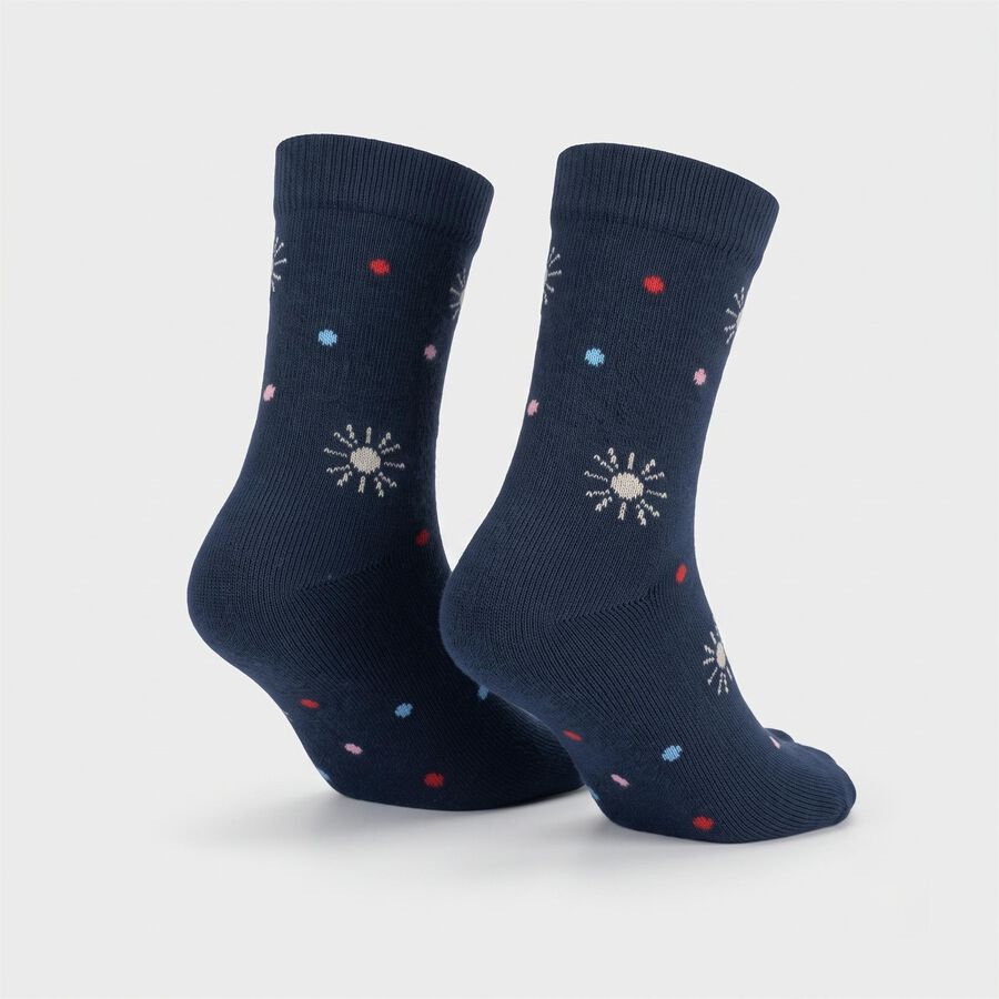 Women's Navy Blue Regular Fit Printed Pack of 1 Socks, नेवी ब्लू, large