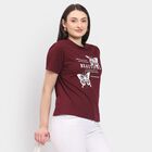 Ladies' Round Neck T-Shirt, Wine, small