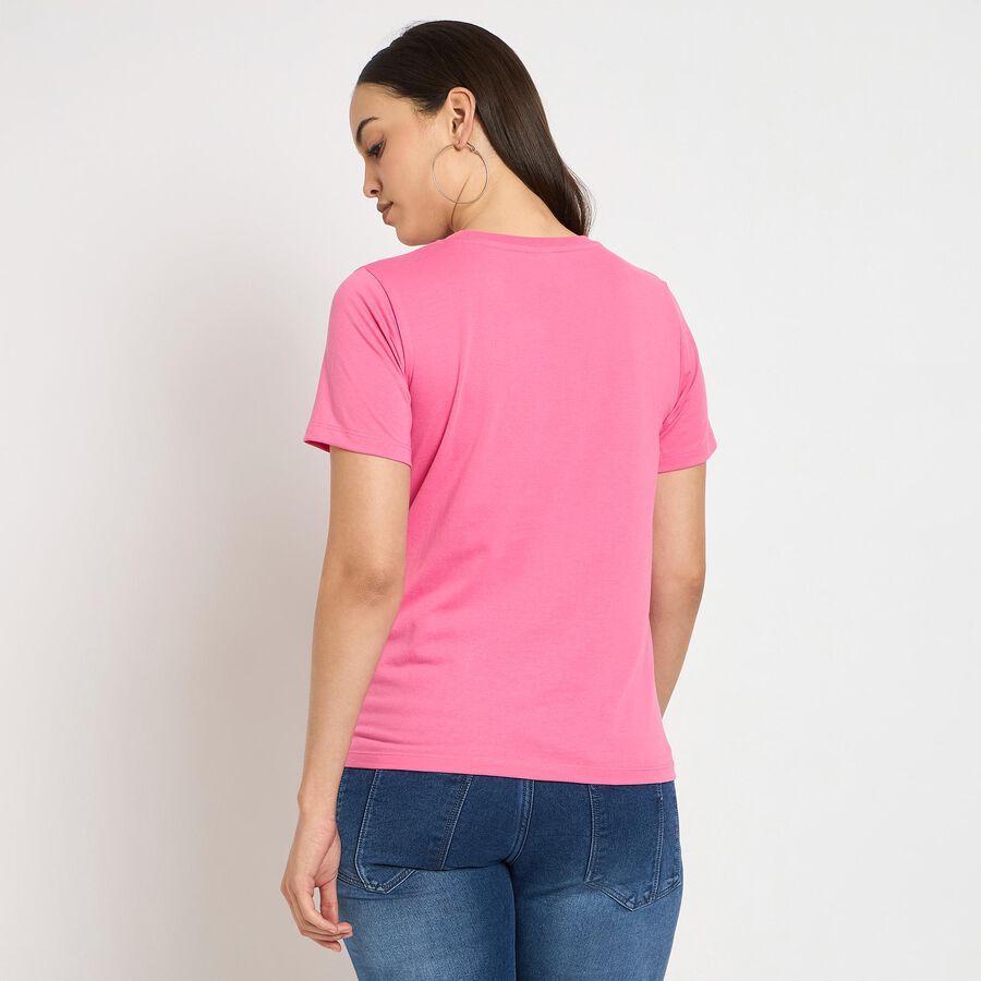Ladies' Round Neck T-Shirt, रानी (फ्यूशिया), large image number null