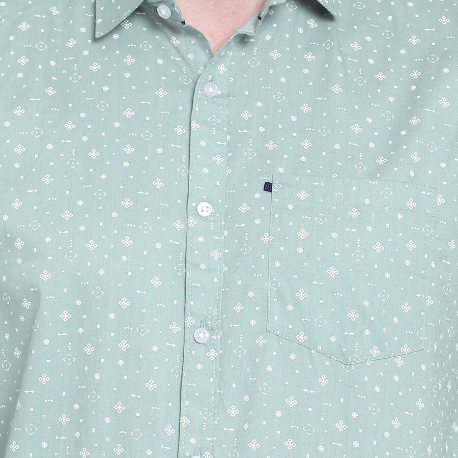 Cotton Printed Casual Shirt, Light Green, large image number null