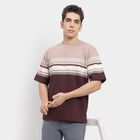 Men's Round Neck Half Sleeves T-Shirt , एक्रू मिश्रित, small