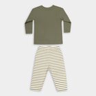 Infants' Olive Cotton Round Neck Solid Baba Suit, ओलिव, small image number null