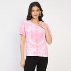 Ladies' 100% Cotton Round Neck T-Shirt, गुलाबी, small