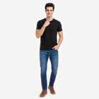 Men's Blue Slim Fit Washed Jeans, Dark Blue, small