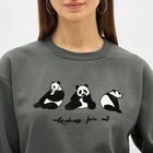 Women's Dark Green Crew Neck Casual Sweatshirt, गहरा हरा, small image number null