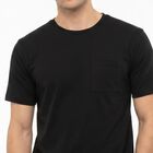 Men's Black Cotton Round Neck Regular T-Shirt, Black, small