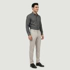 Men's Silver Slim Fit Flat-Front Trousers, सिल्वर, small