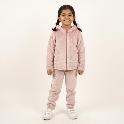 Girls Muted Dusty Pink Full Sleeve Casual Hipster Set