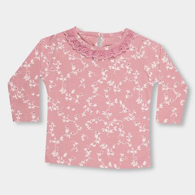 Infants' Soft Pink Round Neck Casual T-Shirt