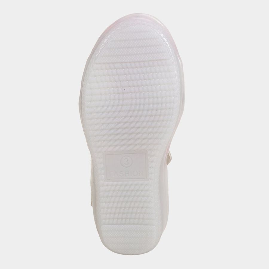 Girls' Solid Sandals, White, large