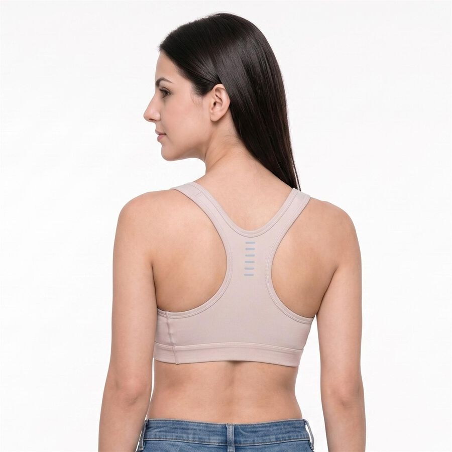 Women's Light Grey Scoop Neck Sports Bra, Light Grey, large