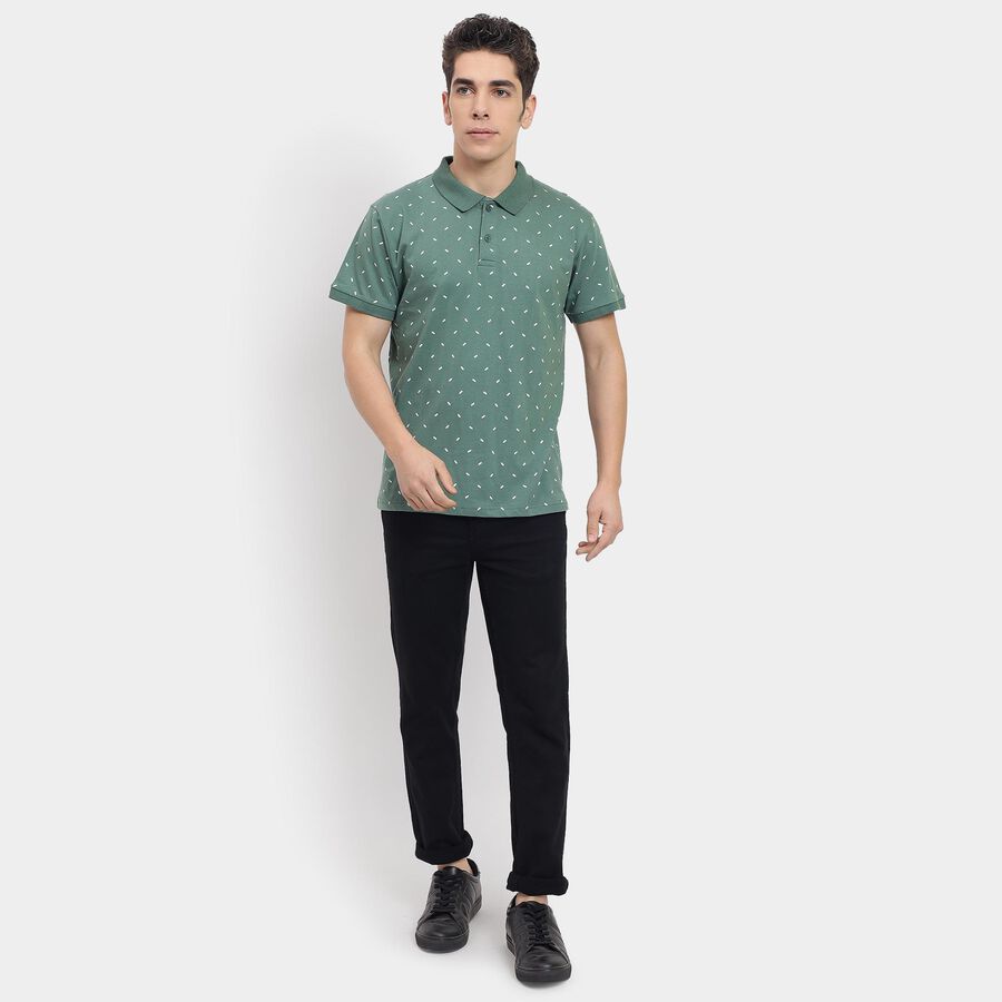 Men's 100% Cotton Collared Half Sleeves T-Shirt , गहरा हरा, large