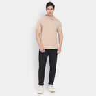 Men's Slim Fit Casual Trousers, काला, small