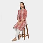 Women's Pink Band Collar Printed Straight Kurta, गुलाबी, small
