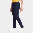 Boys Navy Blue Slim Fit Drawstring Waist Jeans, मध्यम नीला, small