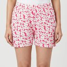 Women's Pink Regular Fit Floral Printed Shorts, Pink, small