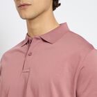 Men's 100% Cotton Collared Half Sleeves T-Shirt , Coral, small