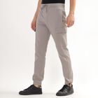 Men's Cargo Slim Fit Casual Trousers , हल्का ग्रे, small image number null