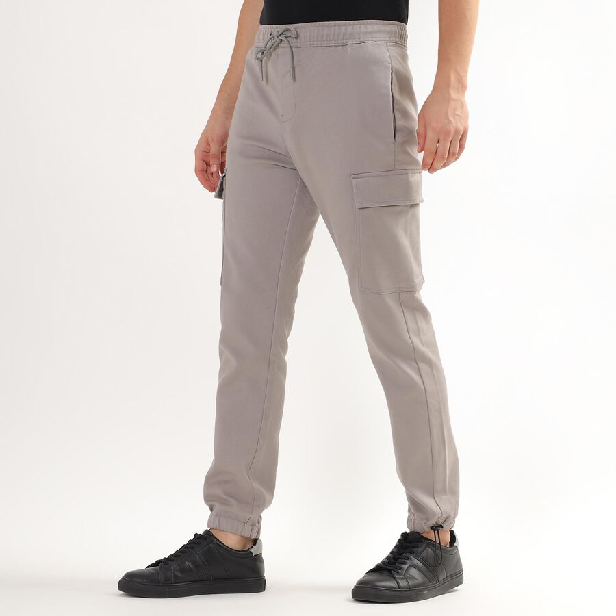 Men's Cargo Slim Fit Casual Trousers , हल्का ग्रे, large image number null