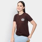 Ladies' Round Neck T-Shirt , भूरा, small