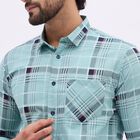 Men's Bright Aqua Blue Cotton Classic Collar Casual Shirt, Aqua, small image number null